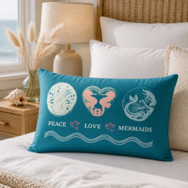 Peace Liebe Mermaids Künstlerisch Aquamarin Lumbar Lendenkissen