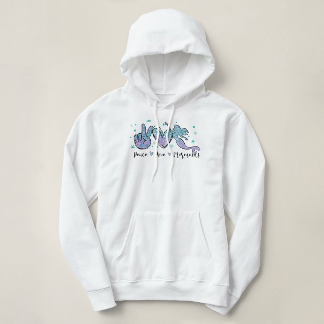 Peace Liebe Mermaids Squad Gefärbte Krawatte Niedl Hoodie (Design vorne)