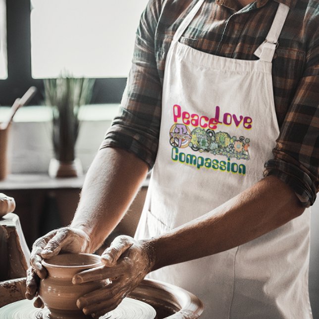 Peace Liebe Mitgefühl Hippie Graffiti Kanji Liebe Schürze (Von Creator hochgeladen)