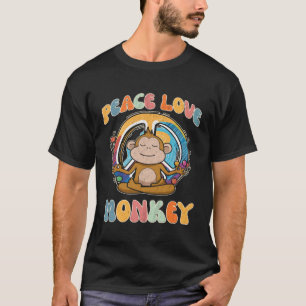 Peace Liebe Monkey Hippie Yoga Primat Meditation T-Shirt