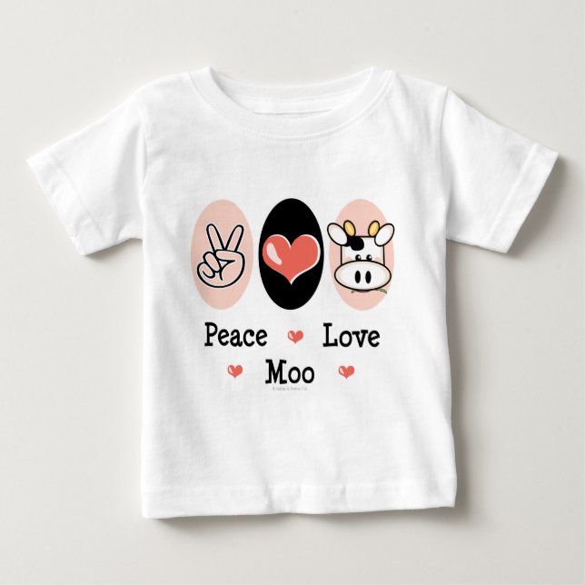 Peace Liebe Moo Cow Säugling Langschläfer Teemasch Baby T-shirt (Vorderseite)