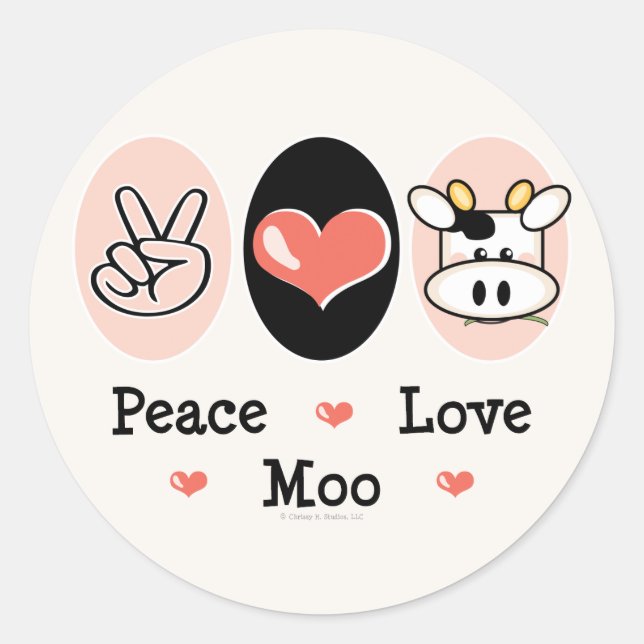 Peace Liebe Moo Cow Stickers (Vorderseite)