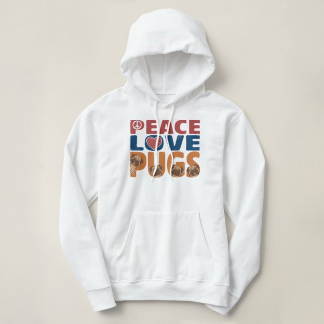 Peace Liebe Mops Dog Lover für Damen Männer, Haust Hoodie (Design vorne)