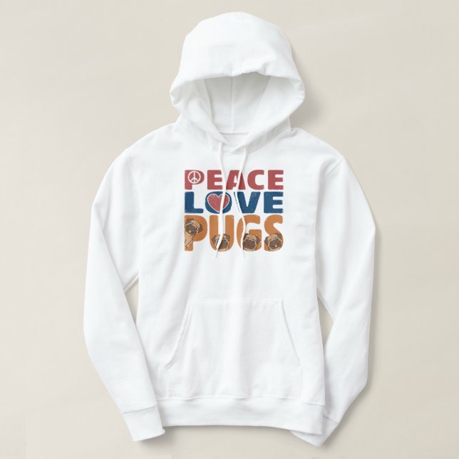 Peace Liebe Mops Dog Lover für Damen Männer, Haust Hoodie (Design vorne)