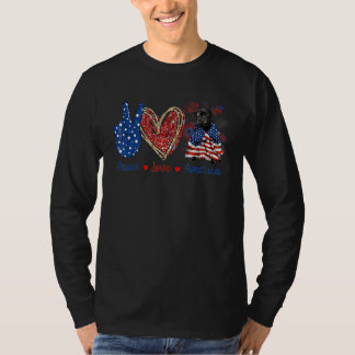 Peace Liebe Mops Dog Patriotic America Flag 4. Jul T-Shirt