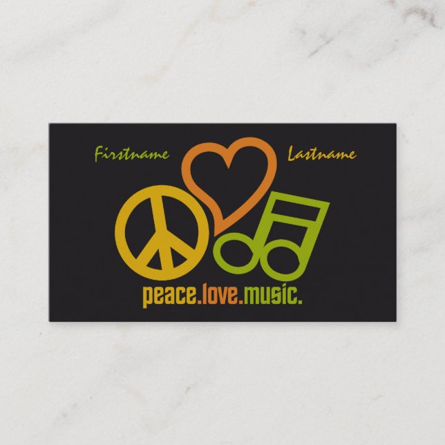 Peace Liebe Music - benutzerdefinierte Visitenkart Visitenkarte (Vorderseite)