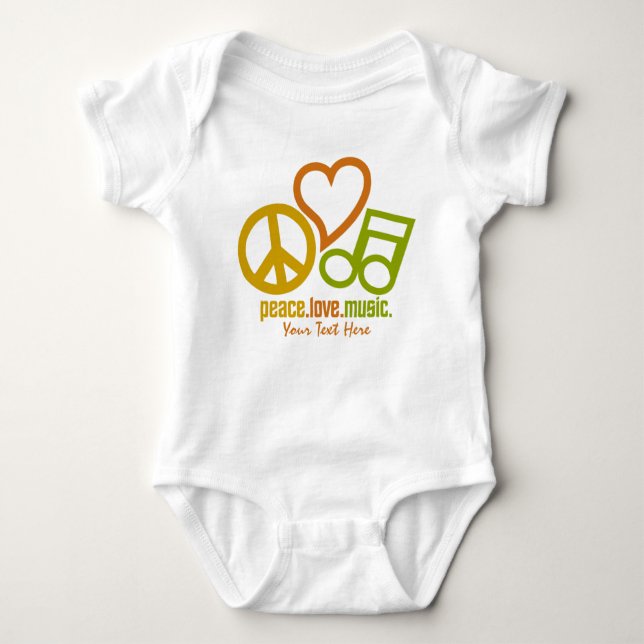 Peace Liebe Music Custom Bekleidung Baby Strampler (Vorderseite)
