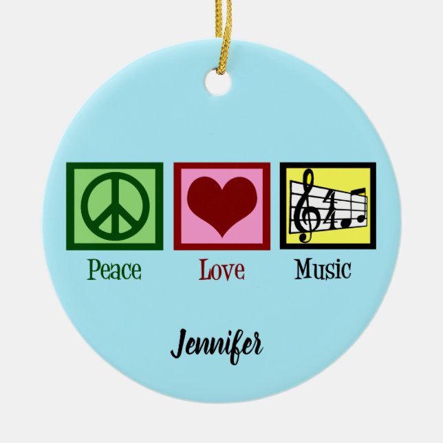 Peace Liebe Music Custom Christmas Keramik Ornament (Vorne)