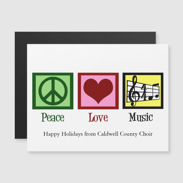 Peace Liebe Music Custom Christmas Magnet Card (Vorne/Hinten)