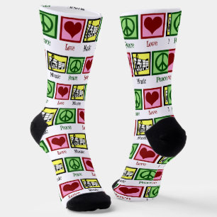 Peace Liebe Music Custom Musician Weihnachten Socken