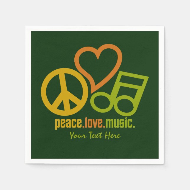 Peace Liebe Music Custom Paper Napkins Serviette (Vorderseite)
