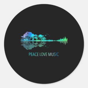 Peace Liebe Music Guitar Lake Shadow Hippie Musici Runder Aufkleber