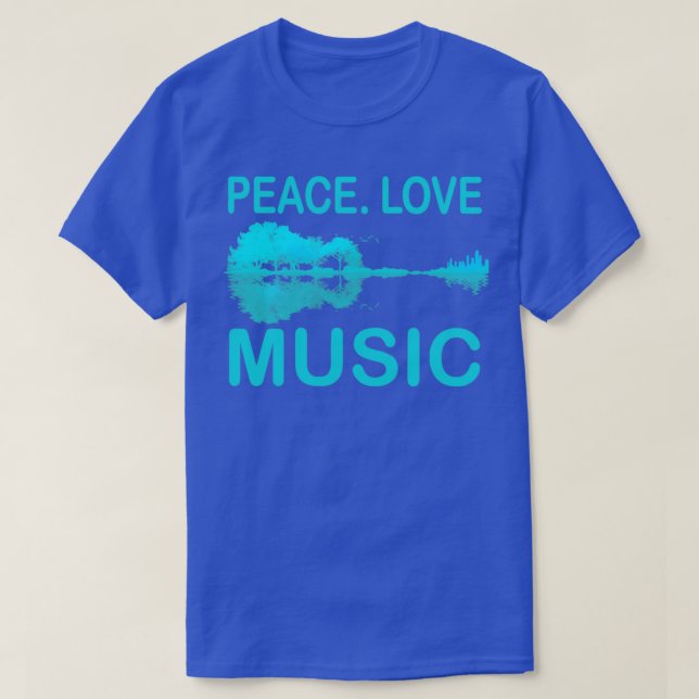 Peace Liebe Music Guitar Lake Shadow Hippie T-Shirt (Design vorne)