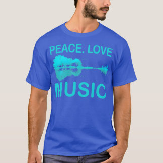 Peace Liebe Music Guitar Lake Shadow Hippie T-Shirt