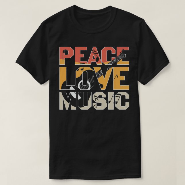 Peace Liebe Music Guitar Player Premium T-Shirt (Design vorne)