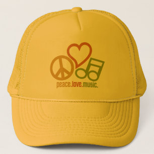 Peace Liebe Music hats - wählen Sie Farbe Truckerkappe