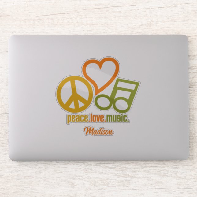 Peace Liebe Music individuelle Name Aufkleber (Computer)