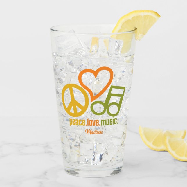 Peace Liebe Music individuelle Name Glas (Rückseite Ice)