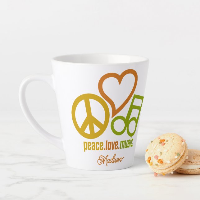 Peace Liebe Music individuelle Name Milchtasse (Beispiel)