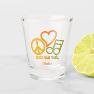 Peace Liebe Music individuelle Name Schnapsglas