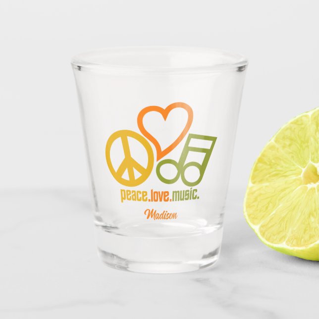 Peace Liebe Music individuelle Name Schnapsglas (Vorderseite)