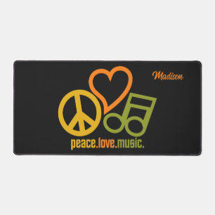 Peace Liebe Music individuelle Name Schreibtischunterlage