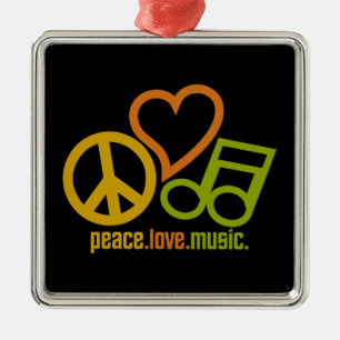 Peace Liebe Music Ornament, anpassbar Silbernes Ornament