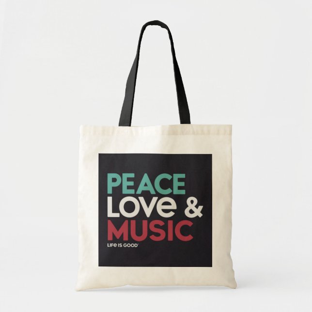 Peace Liebe & Music Tote Bag - Spread Positivity" Tragetasche (Vorne)