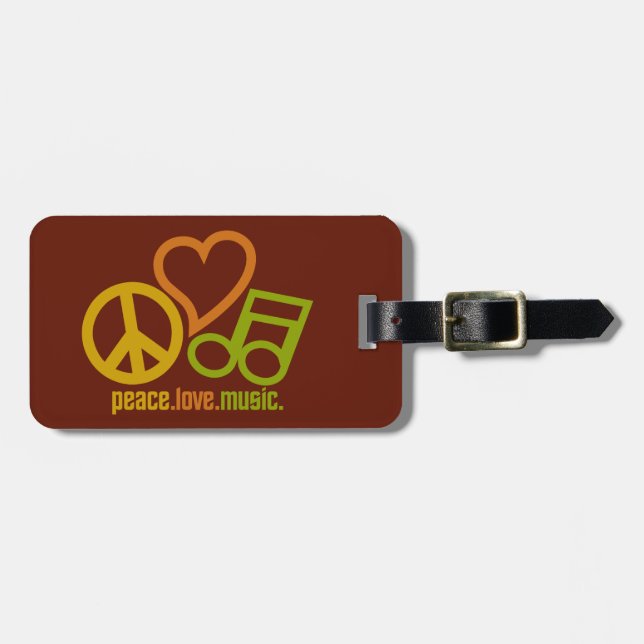 Peace Liebe Musik - Gepäckmarke Gepäckanhänger (Vorderseite horizontal)