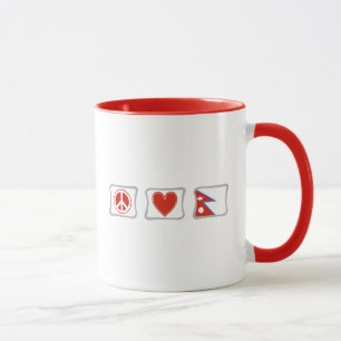 Peace Liebe Nepal Country Flag mit Herzplätzen Tasse