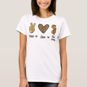 Peace Liebe New Jersey Leopard Flag Map Souvenirs T-Shirt