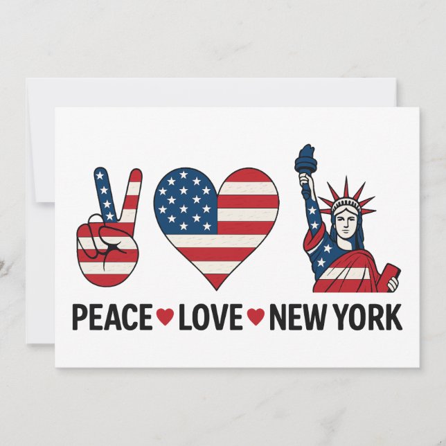 Peace Liebe New York Einladung (Vorderseite)