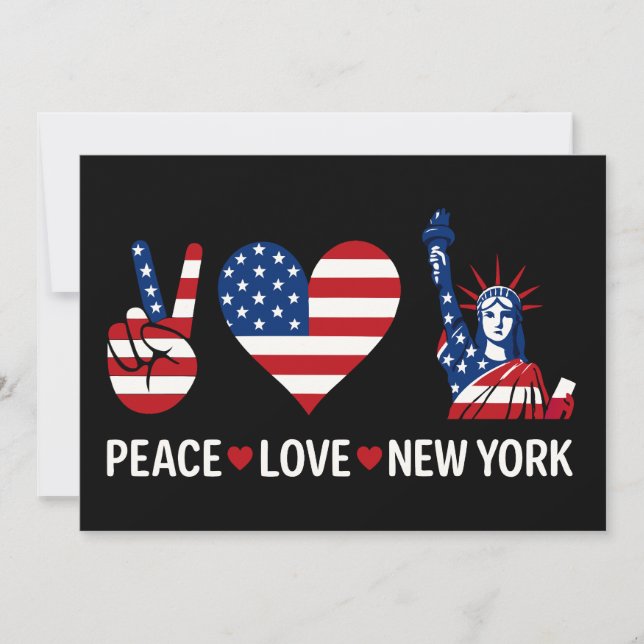 Peace Liebe New York Einladung (Vorderseite)
