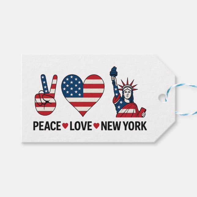 Peace Liebe New York Geschenkanhänger (Vorderseite (Horizontal))