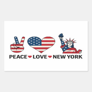 Peace Liebe New York Rechteckiger Aufkleber