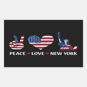 Peace Liebe New York Rechteckiger Aufkleber