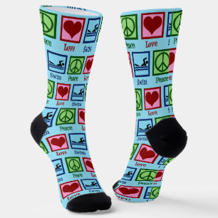 Peace Liebe Niedliches Schwimmteam Blau Socken