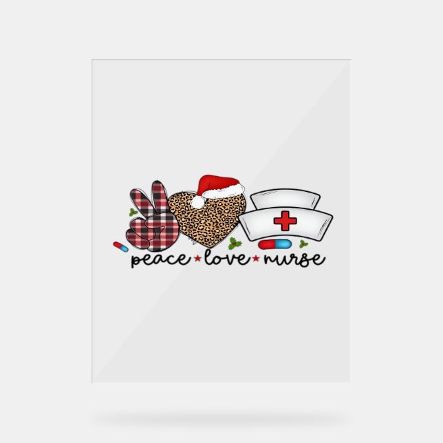 Peace Liebe Nurse, Halloween Klassischer T - Shirt Acrylschild (Vorderseite)