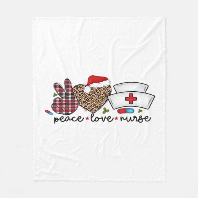 Peace Liebe Nurse, Halloween Klassischer T - Shirt Fleecedecke (Vorderseite)