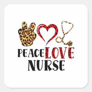 Peace Liebe Nurse - Niedliche Krankenversicherung  Quadratischer Aufkleber