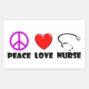 Peace Liebe Nurse Rechteckiger Aufkleber