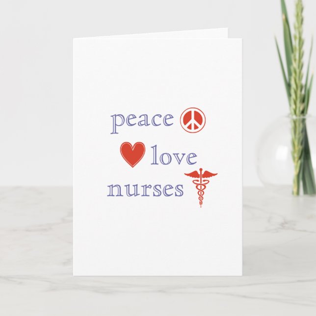 Peace Liebe Nurses Day Red Caduceus Heart Nurse Karte (Vorderseite)