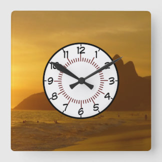 Peace Liebe Office Party dank Pattern farbenfroh Quadratische Wanduhr