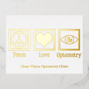 Peace Liebe Optometrie Custom Eye Doctor Gold Folien Feiertagspostkarte