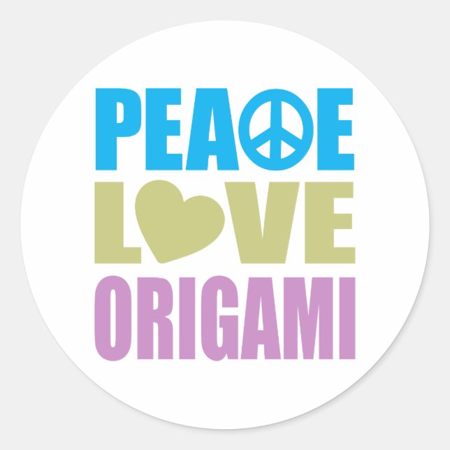 Peace Liebe Origami Runder Aufkleber (Vorderseite)