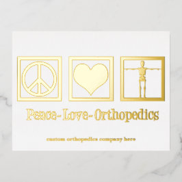 Peace Liebe Orthopädie Custom Orthopedist Gold Folien Feiertagspostkarte