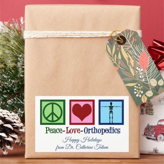 Peace Liebe Orthopädie Personalisierte Weihnachten Rechteckiger Aufkleber (Feiertag)