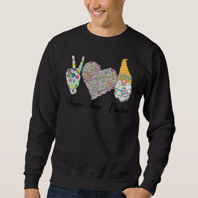 Peace Liebe Oster Bunny Leopard Grafischer Osterta Sweatshirt (Vorderseite)
