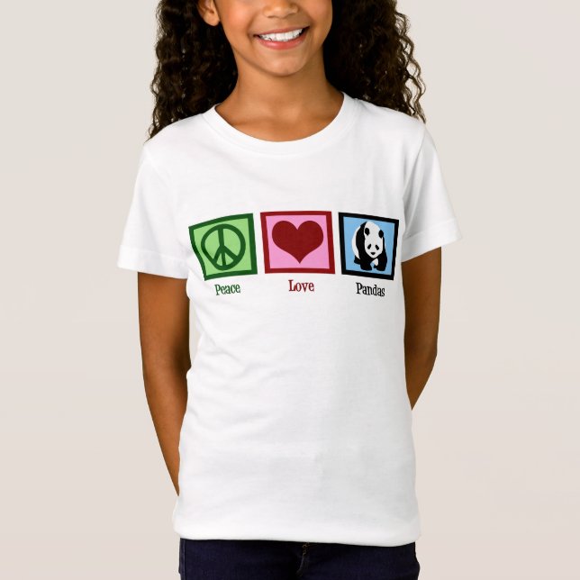 Peace Liebe Pandas Niedlich Zoo Kinder T-Shirt (Vorderseite)