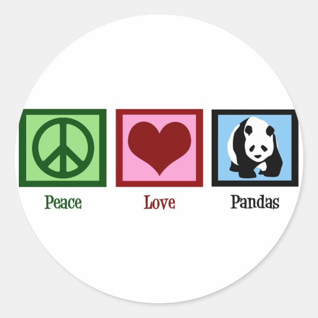 Peace Liebe Pandas Runder Aufkleber (Vorderseite)